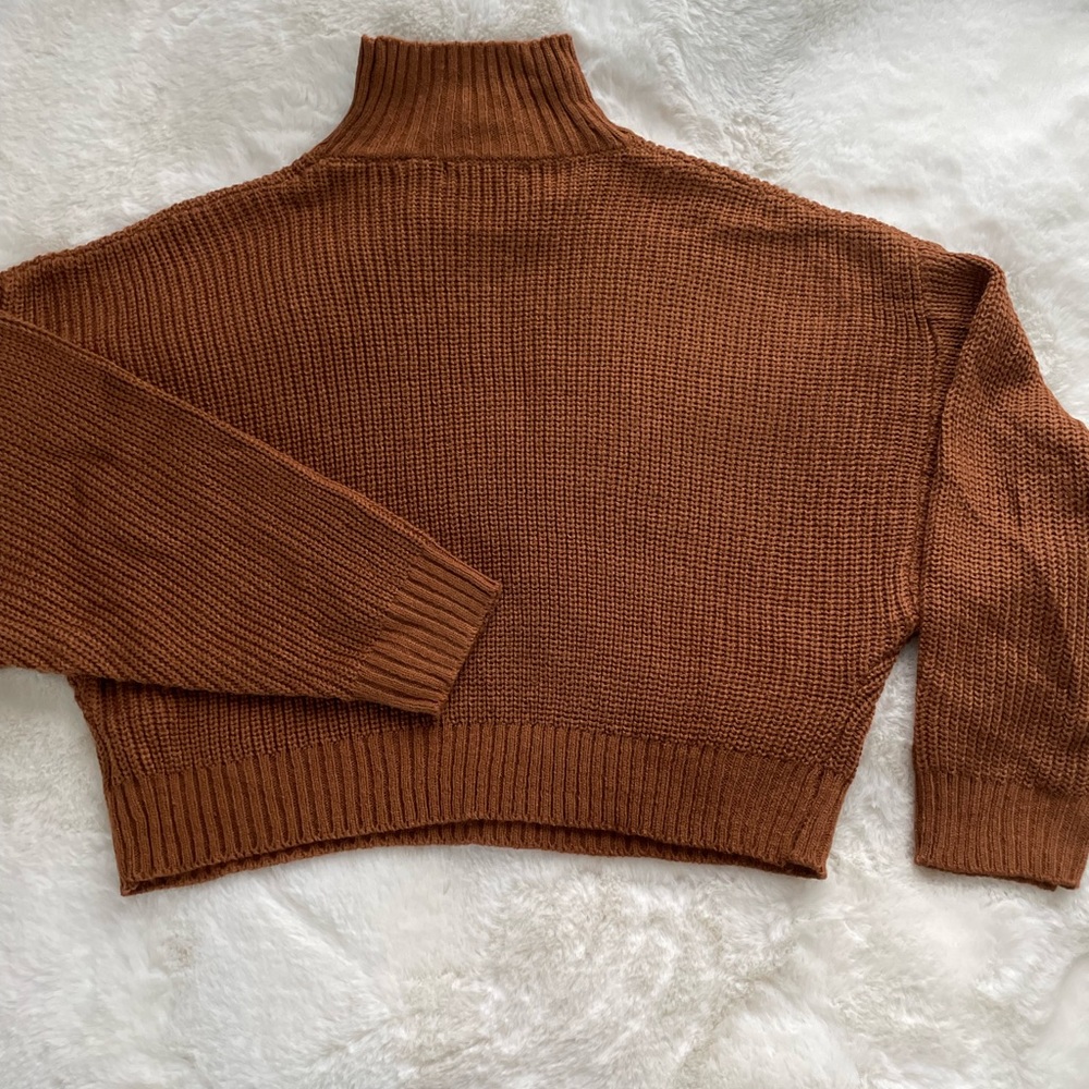 Copper brown mock/turtleneck knit sweater
